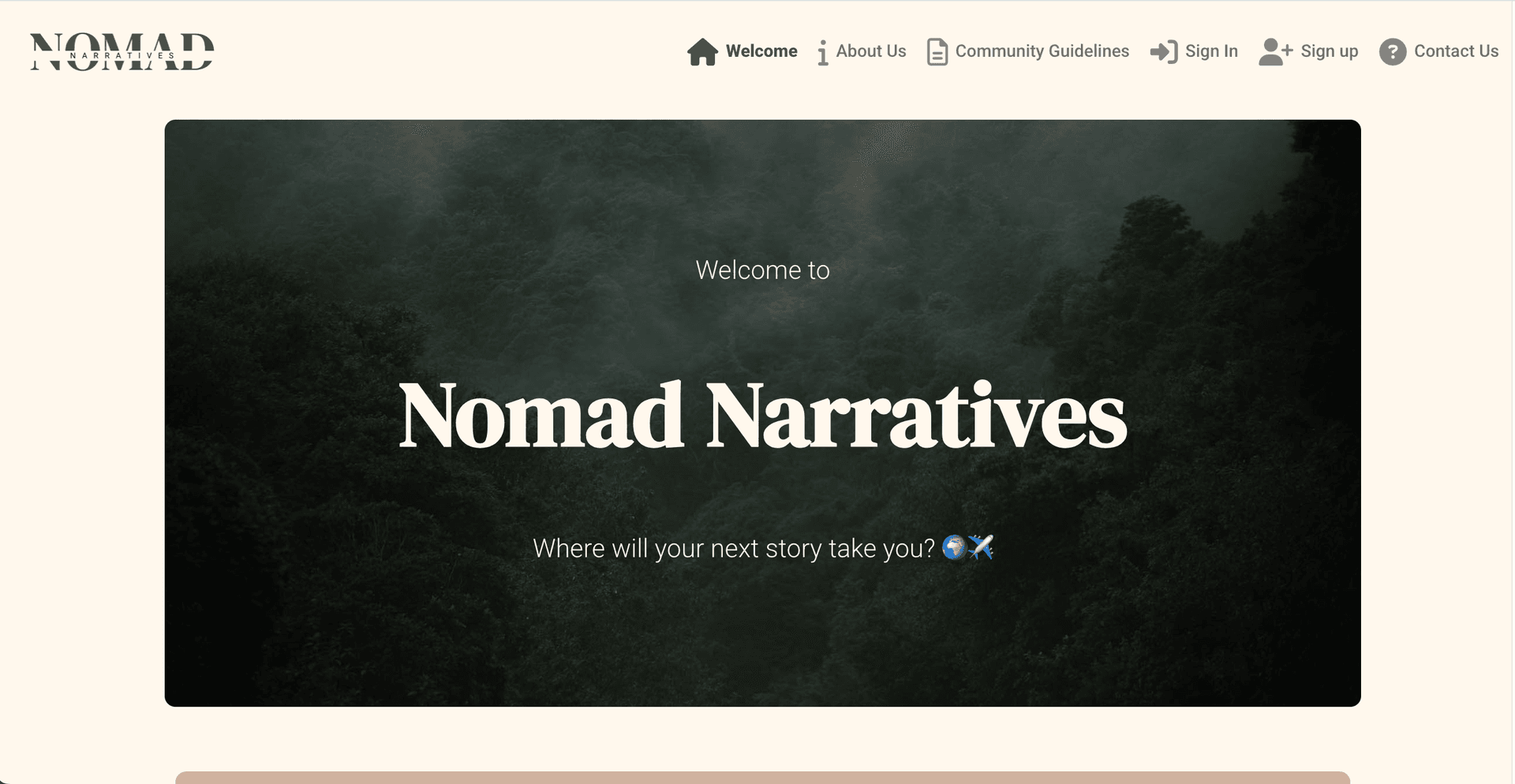 Nomad Narratives website screenshot